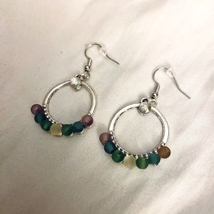 Tibetan Silver Earrings for Women - Peacock Colors